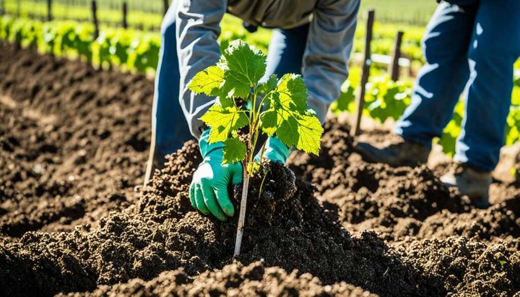 Bodenvorbereitung für ökologischen Weinbau